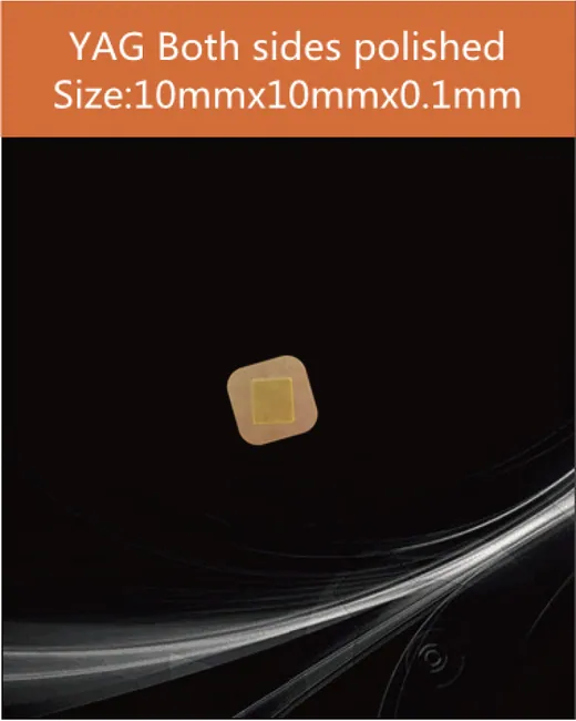 YAG 10x10x0.1mm both sides polished scintillation crystal by EPIC Crystal