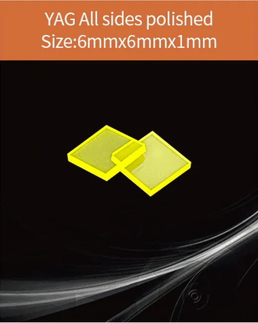 YAG 6x6x1mm all sides polished scintillation crystal by EPIC Crystal