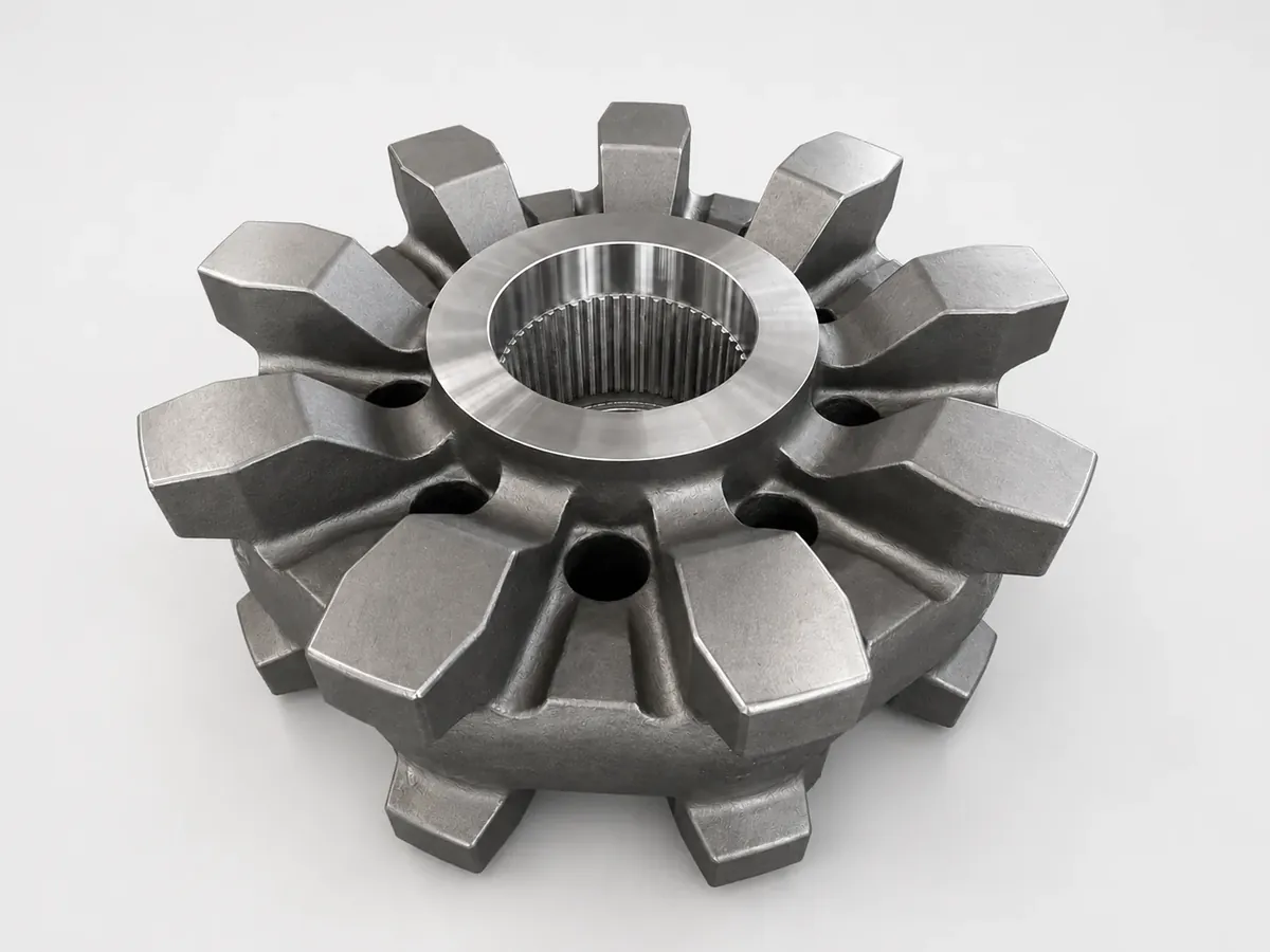 Cast steel impeller wheel with radial vanes
