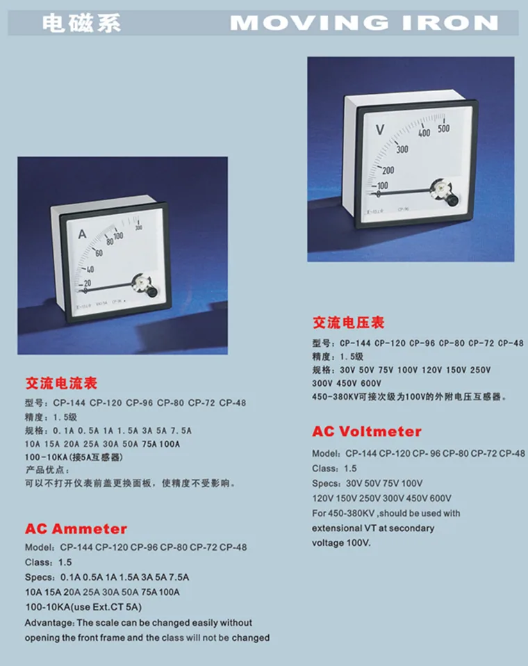 DC Moving Iron Voltage Meter specification