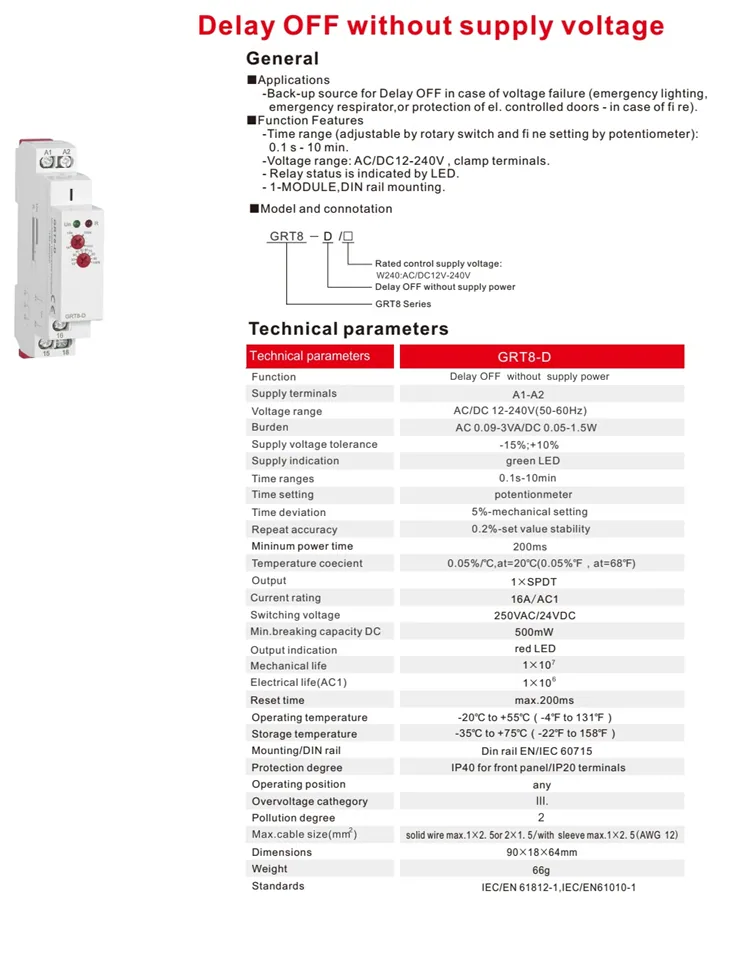 Delay Off Without Supply Voltage specification