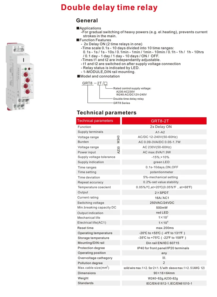 Double Delay Time Relay specification