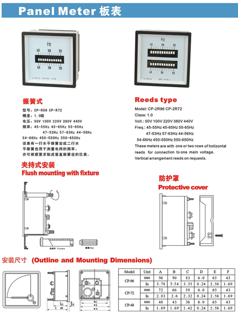 Double Reed Frequency Meter specification
