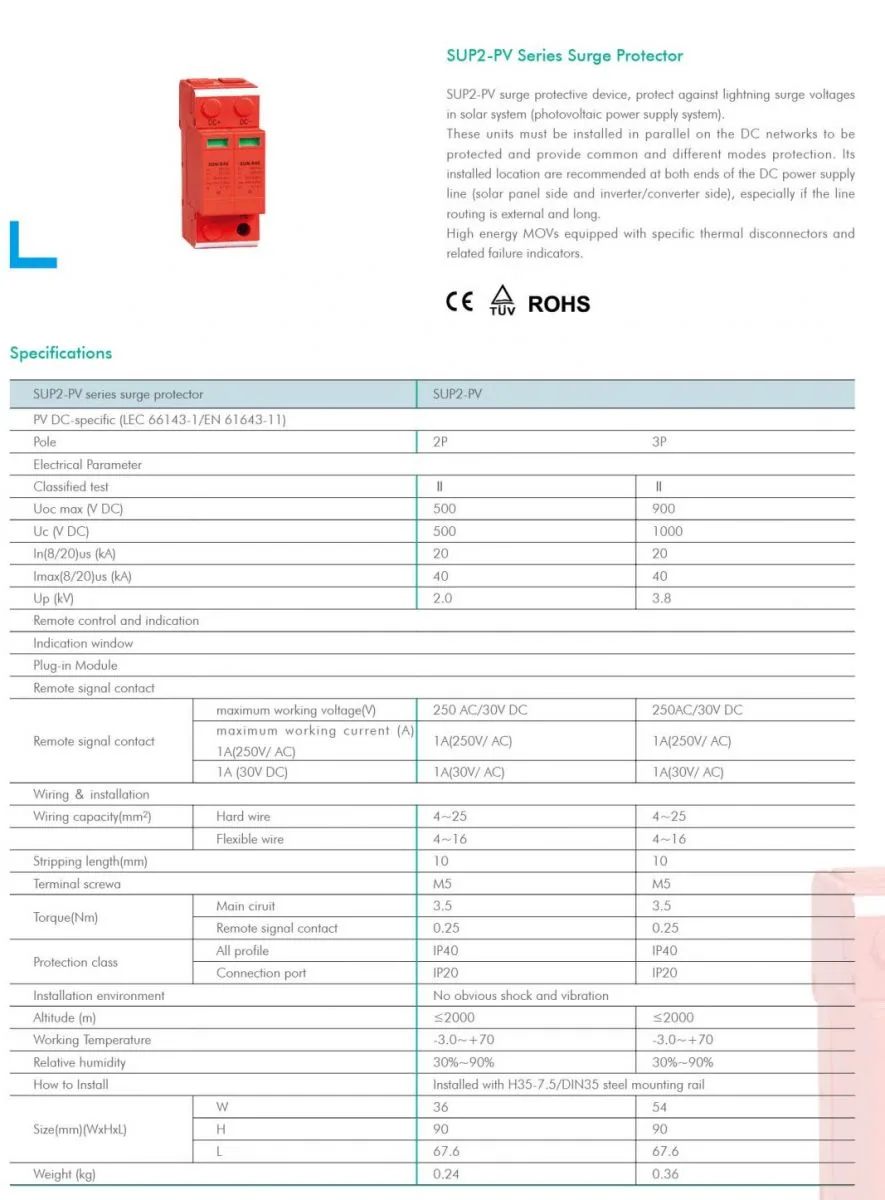 Solar DC Surge specification