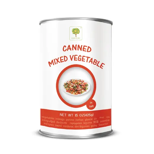 Canned mixed vegetables in salt, 15 oz