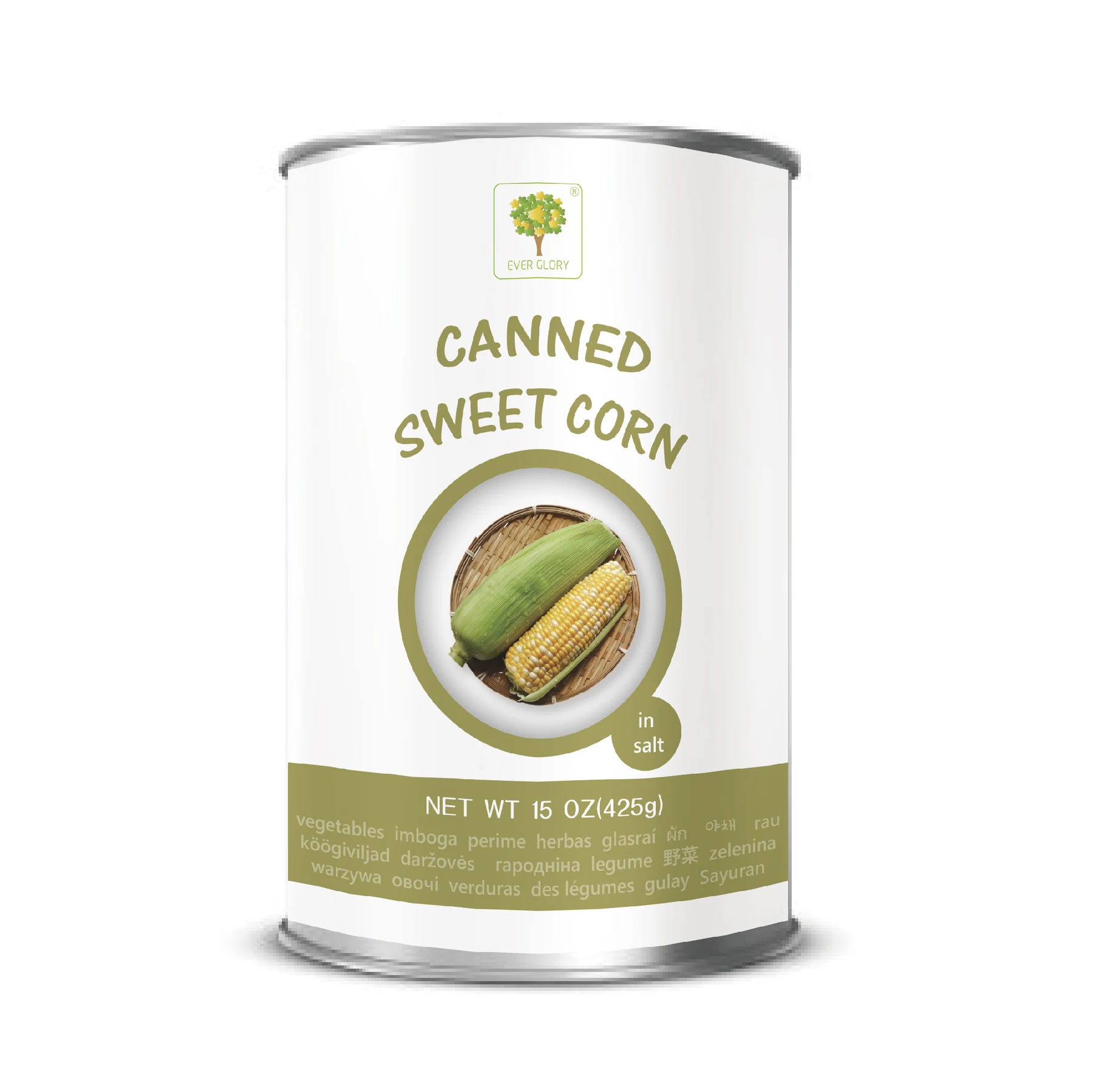Canned sweet corn product packaging design