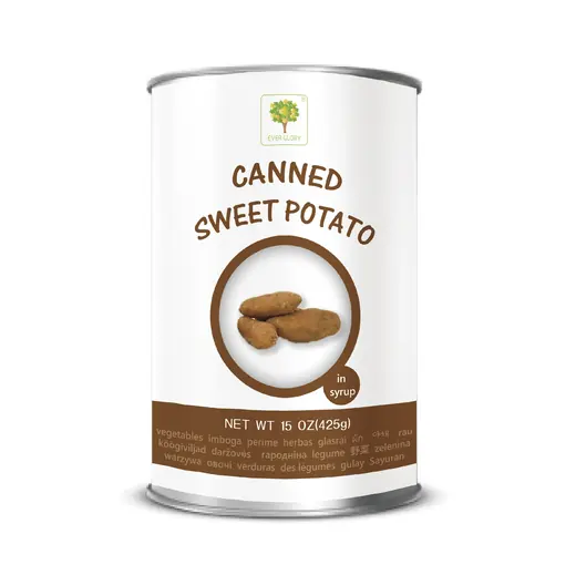 Canned sweet potato whole pieces shown in an open tin