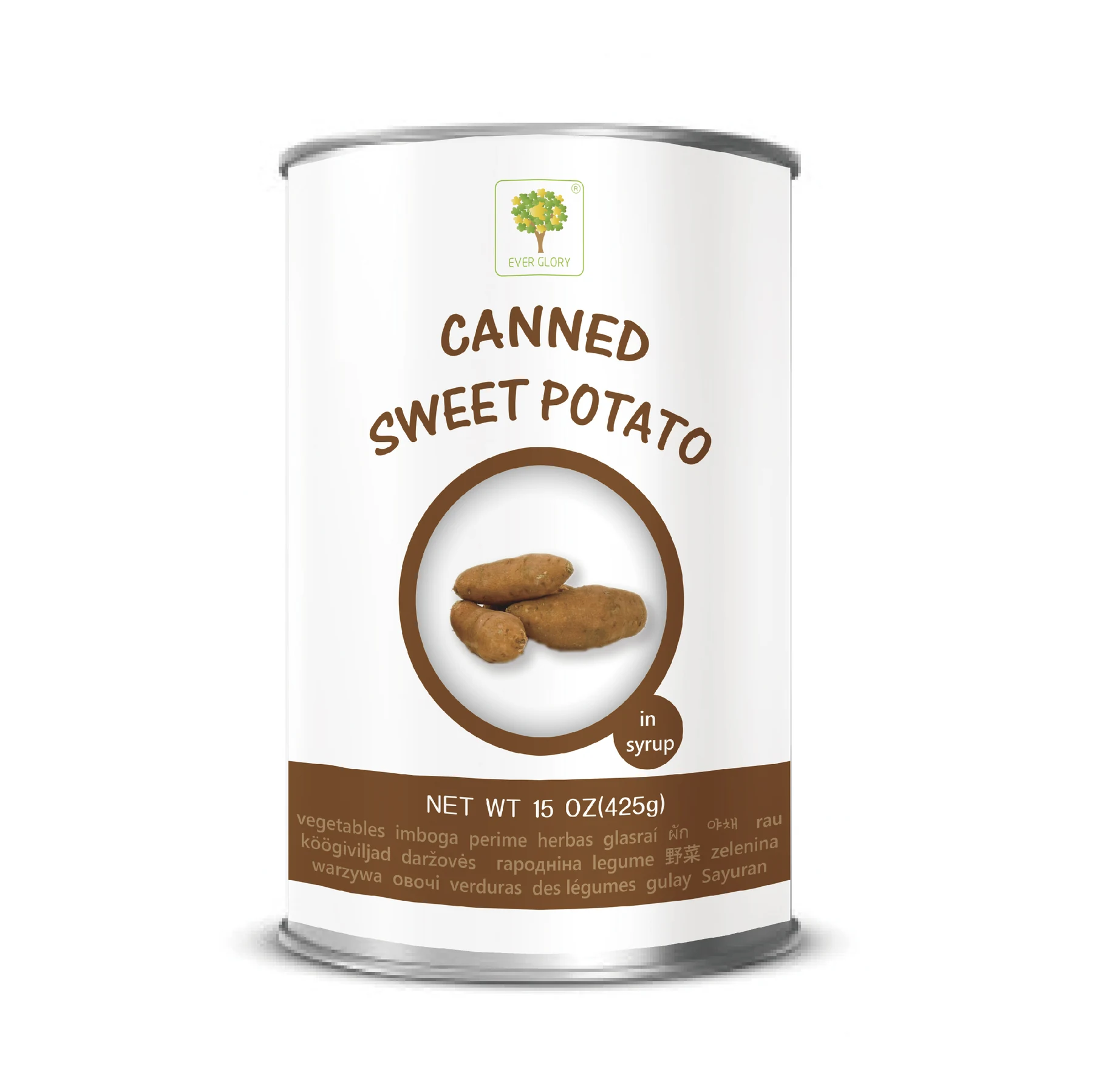 Canned sweet potato whole pieces shown in an open tin