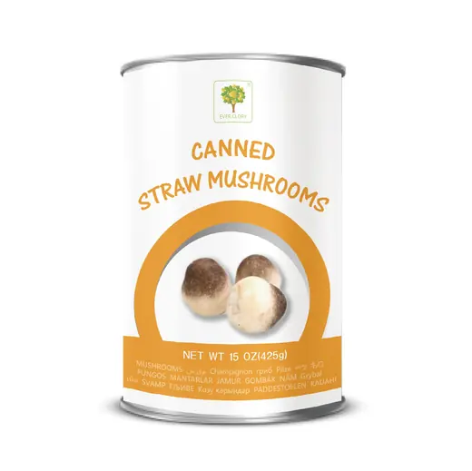 Canned straw mushrooms product packaging