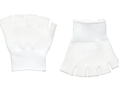 Pair of white toe separating socks shown flat