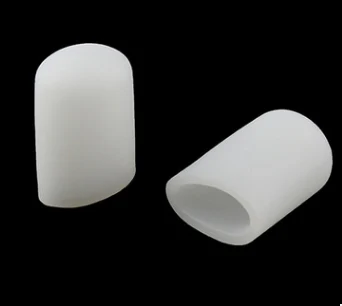 Silicone gel toe caps held in an open hand