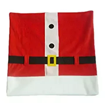 Christmas chair back covers with Santa and snowman prints on dining chairs