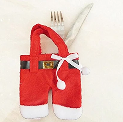 Single felt Santa cutlery holder with knife and fork