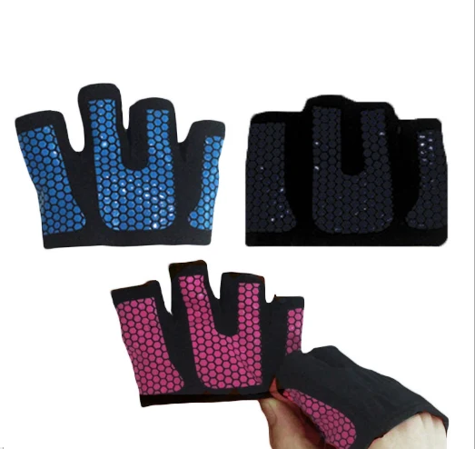 Weightlifting gloves shown in black blue and pink colourways