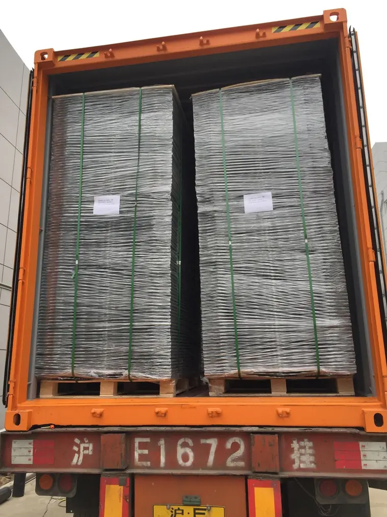 Bundles staged inside during loading.