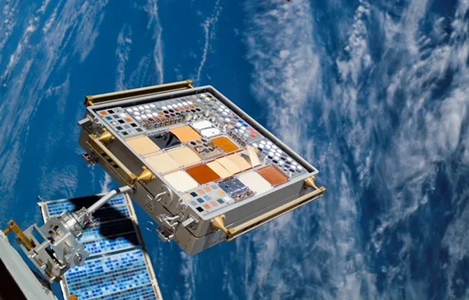 Space hardware photographed in orbit