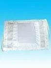 Pleated three ply disposable tie on face mask shown flat with fabric ties