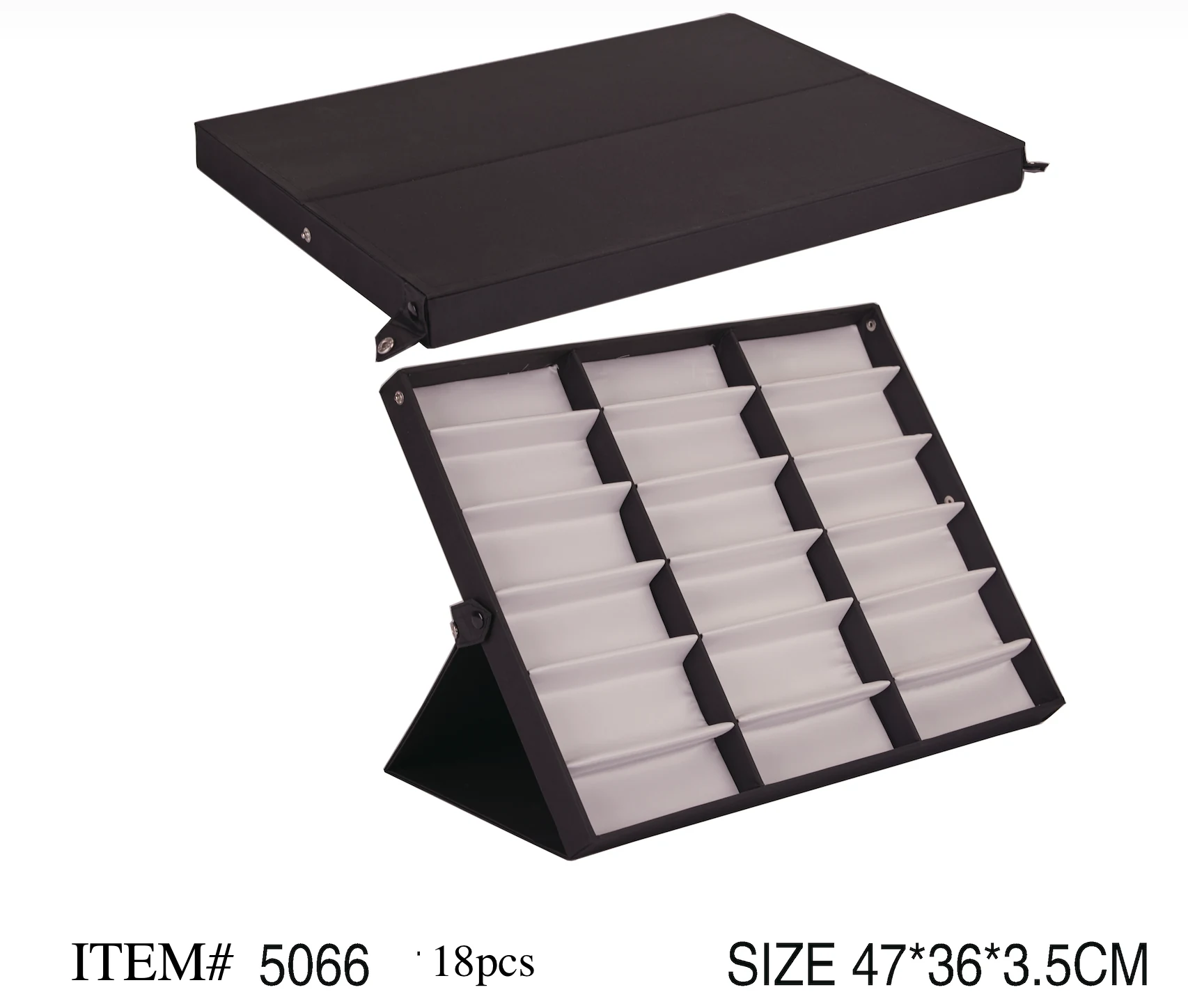 ITEM# 5066 Foldable 18-Slot Eyewear Display Case shown from the front