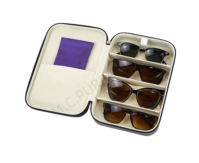 TR 23104 Four-Slot Eyewear Travel Case shown open