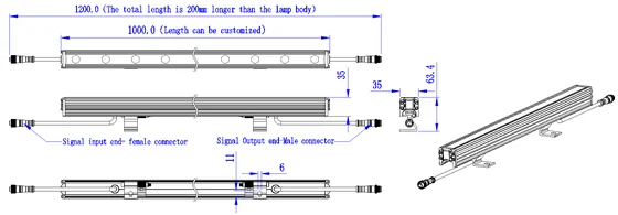 18W 24W LED Wall Washer Lamps dimension drawing, connection diagram or application photo