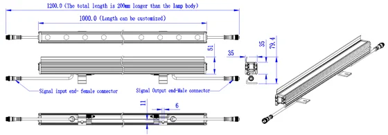 18W 24W LED Wall Washer Lamps dimension drawing, connection diagram or application photo