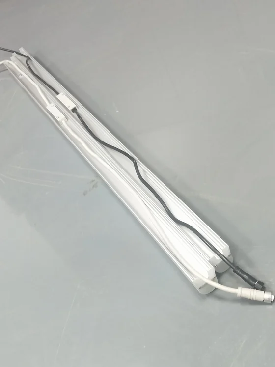 Linear light aluminium body with moulded cable exit before final assembly
