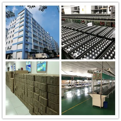 Our Shenzhen plant, LED module production line, packed cartons and the assembly floor