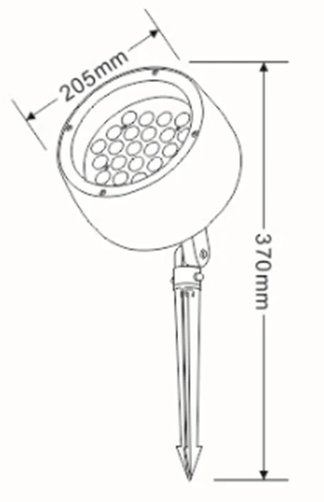 24W 48W LED Spike Light And Projector dimension drawing, connection diagram or application photo
