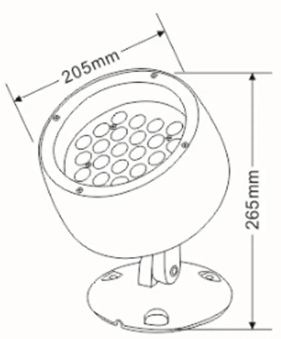 24W 48W LED Spike Light And Projector dimension drawing, connection diagram or application photo