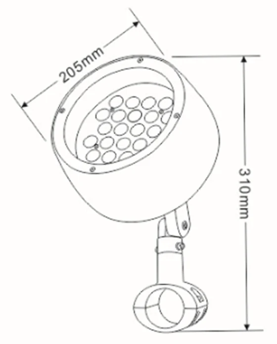 24W 48W LED Spike Light And Projector dimension drawing, connection diagram or application photo