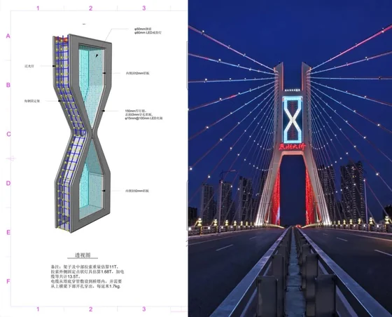 Hebei Yanchao Bridge Night View Project illustration