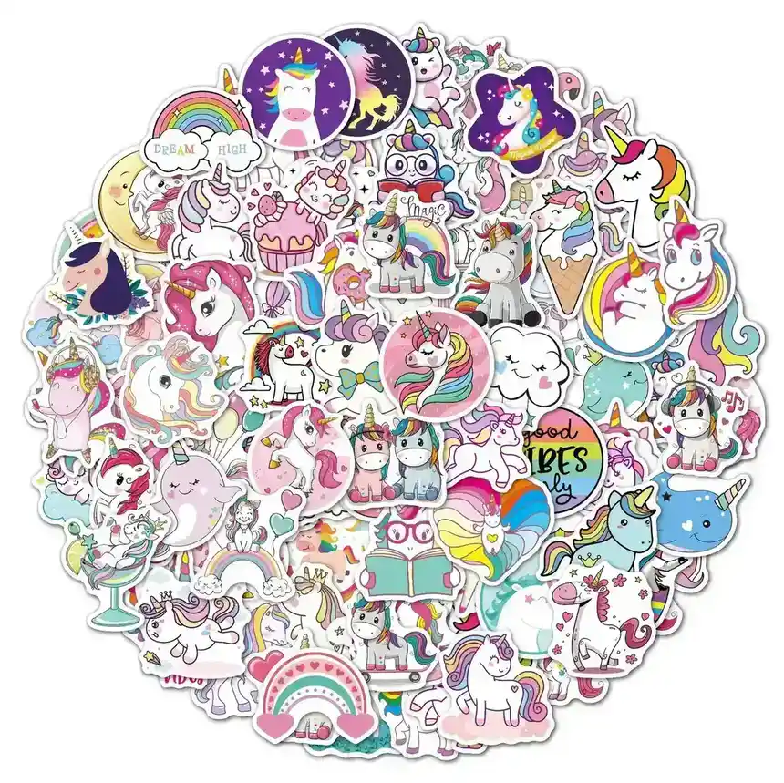100 Unicorn Cartoon Doodle Stickers Luggage Guitar Skateboard Computer supplied by BY Boyuan
