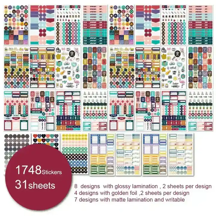 2022 Plannersticker 1700 Diary Planning Notes Marked with Aesthetic supplied by BY Boyuan