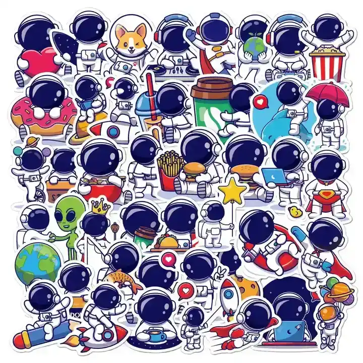 50 Astronaut Stickers Ins Daily Moon Rocket Space Drawbar supplied by BY Boyuan
