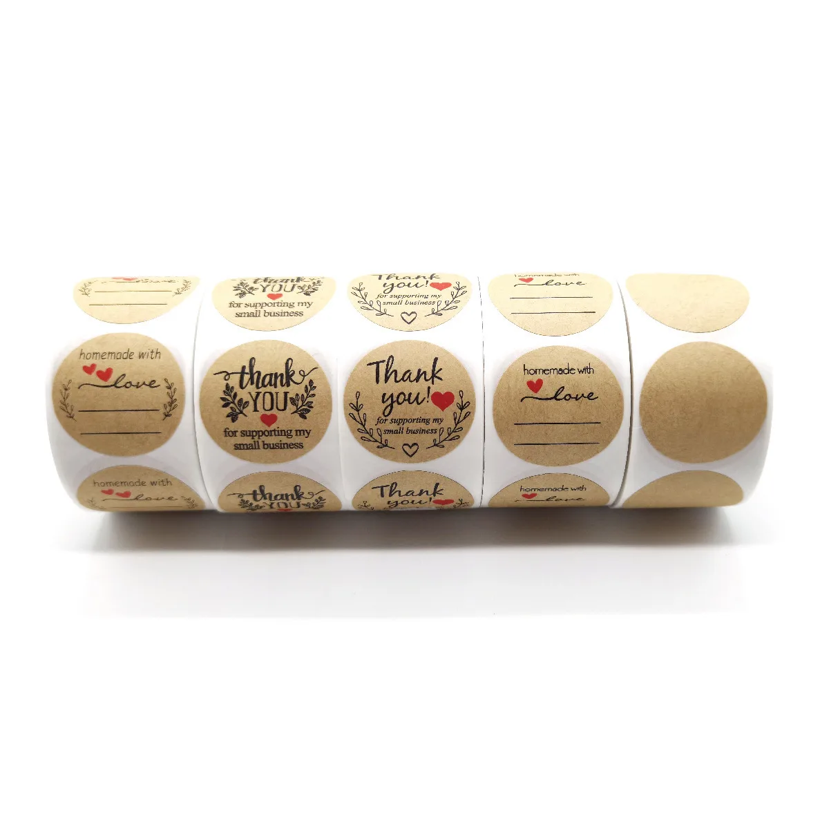 500 Rolls of Brown Paper 1.5-inch Love Stickers As supplied by BY Boyuan