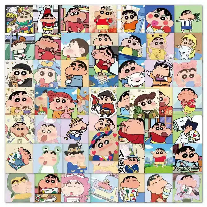 54 Cute Cartoon Crayons Small Sticker Luggage Rod Box supplied by BY Boyuan