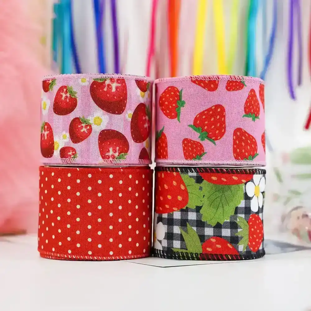 63mm Wire Edge Coke with Fruit Theme Series Ribbon supplied by BY Boyuan