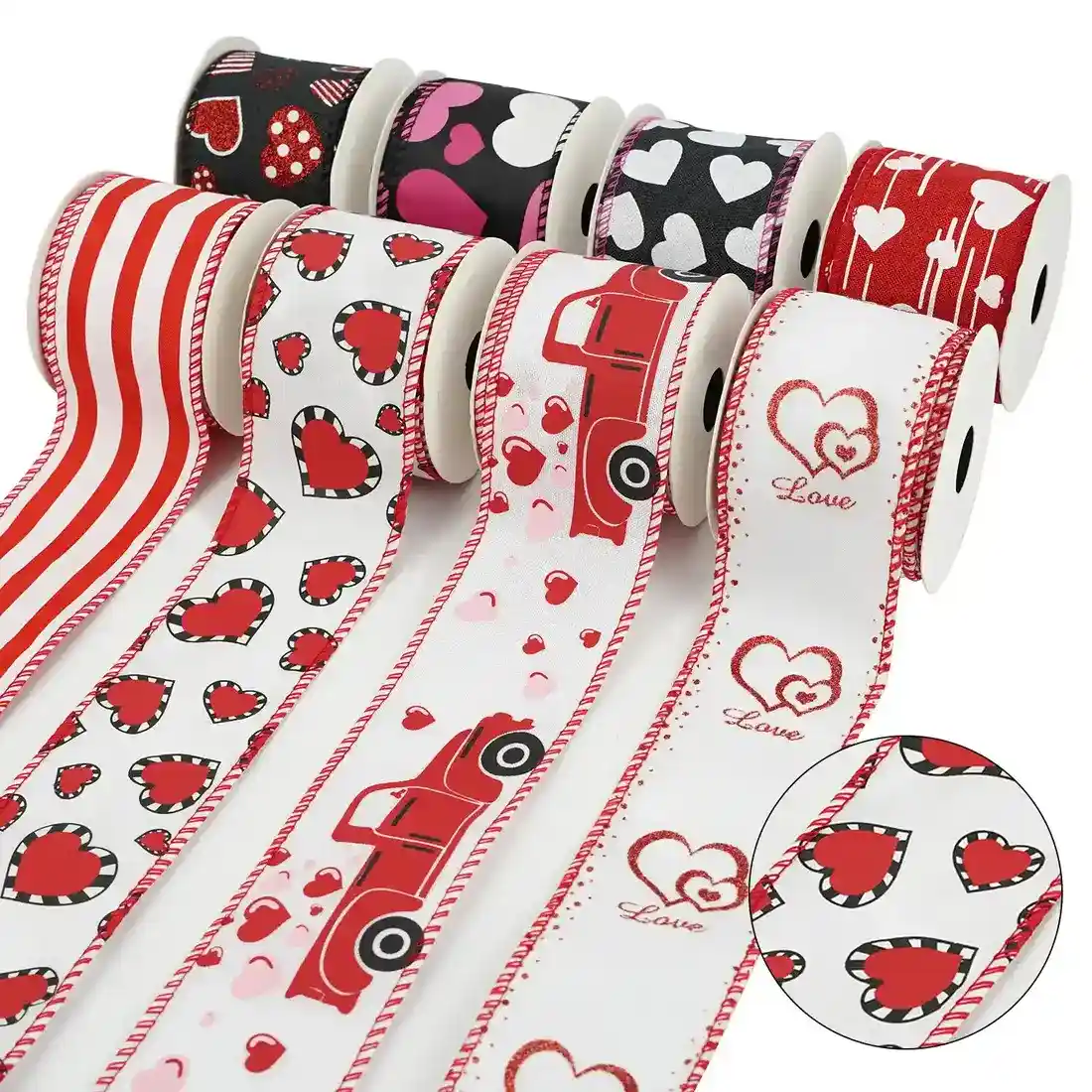 Heart Print Fine Linen Ribbon Tanabata Gift Wrapping Rope Polyester Ribbon 2 supplied by BY Boyuan