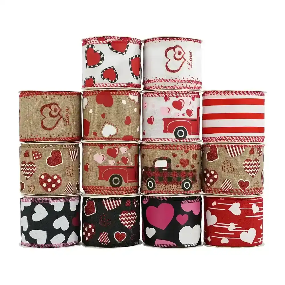 Heart Print Fine Linen Ribbon Tanabata Gift Wrapping Rope supplied by BY Boyuan
