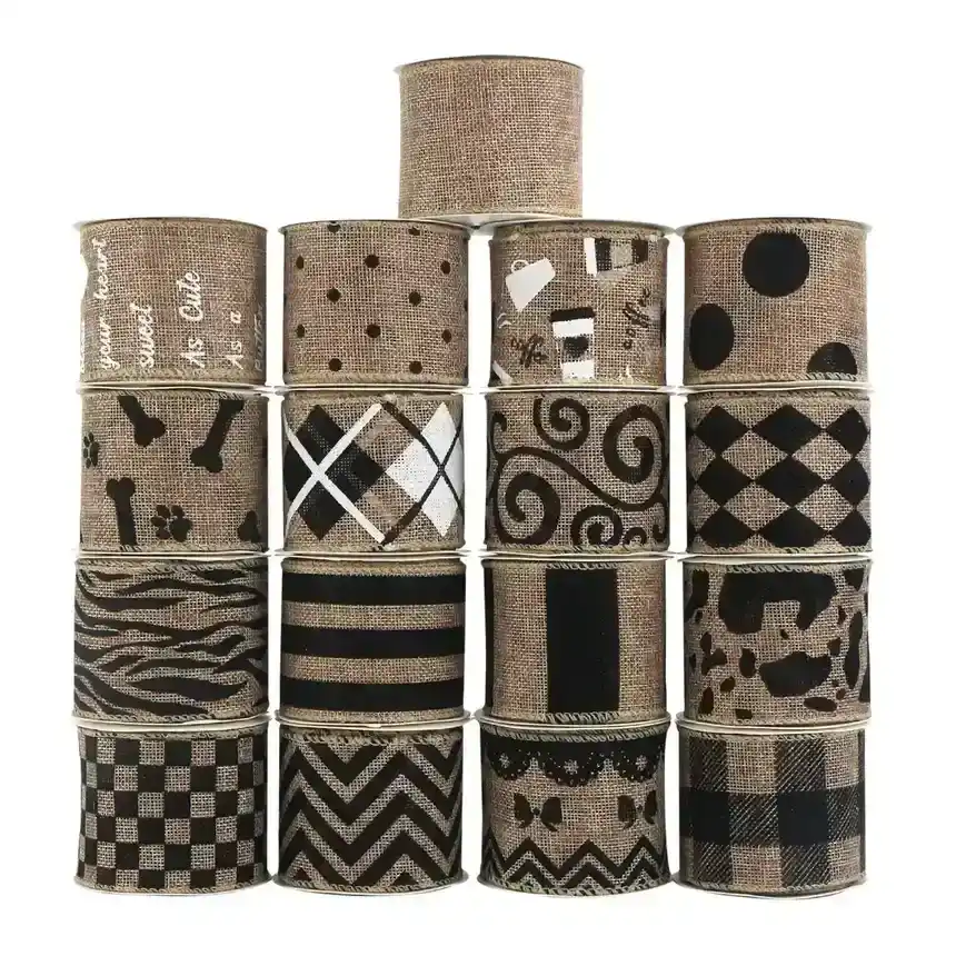 Koke Wire Edge Ribbon Personality Linen Material Bow Plaid supplied by BY Boyuan