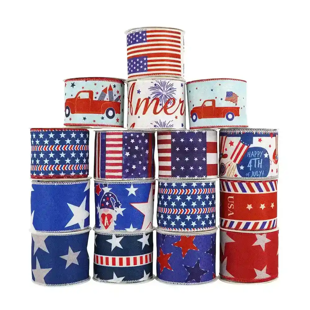 American Star Flag Series Ribbon 6.3cm Wire Sided Coker supplied by BY Boyuan