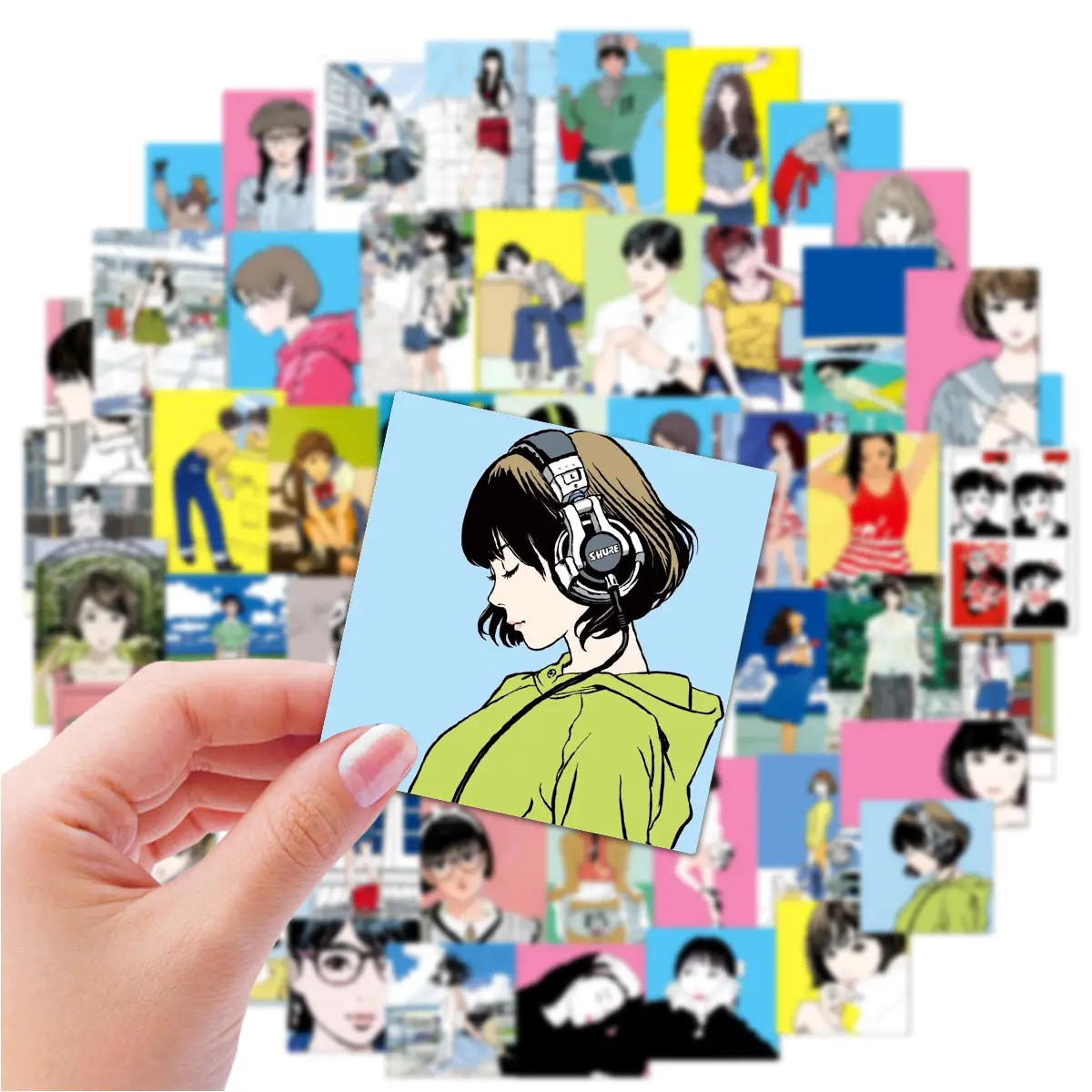 Beautiful Girl Retro Stickers 50 Japanese Girls Illustrator Hand supplied by BY Boyuan