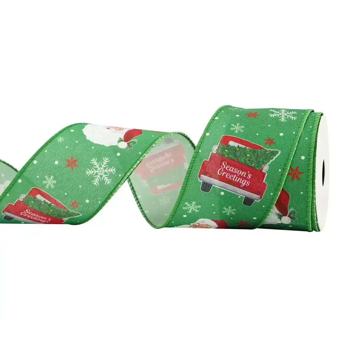 Christmas Ribbon 63mm Wire Edge Coker Printing Gift Decorative supplied by BY Boyuan