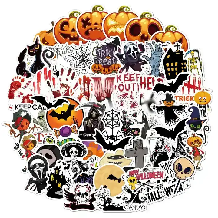 Christmas Stickers Pumpkin 60 Theme Horror Party Waterproof Suitcase supplied by BY Boyuan