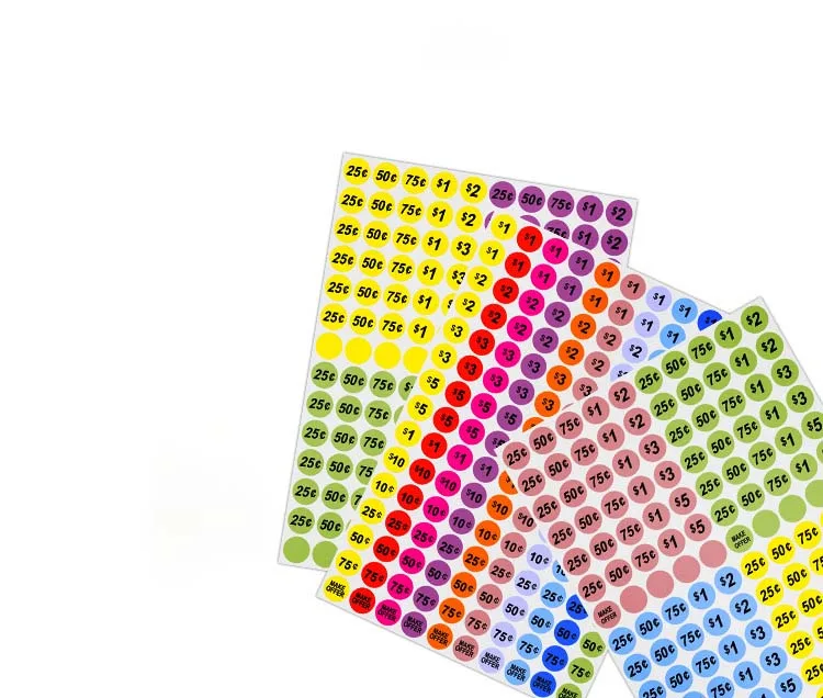 Color Label Sticker Round Number Supermarket Amount supplied by BY Boyuan