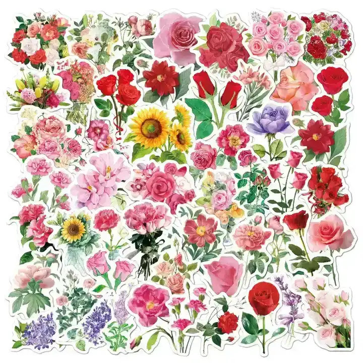 Flower Decals 50 Pieces of Notebook Phone Case Luggage supplied by BY Boyuan