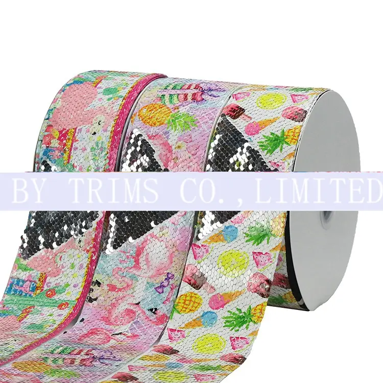75mm Wide Sequin Embroidered Fabric Double Side Flip Heat supplied by BY Boyuan