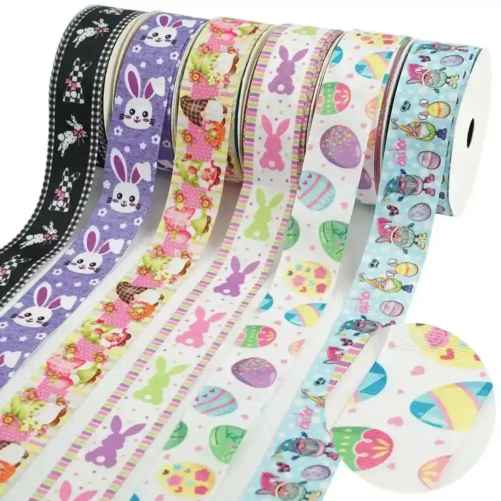 Easter Ribbon Personalized Production Printing Heat Transfer Handmade Polyester supplied by BY Boyuan