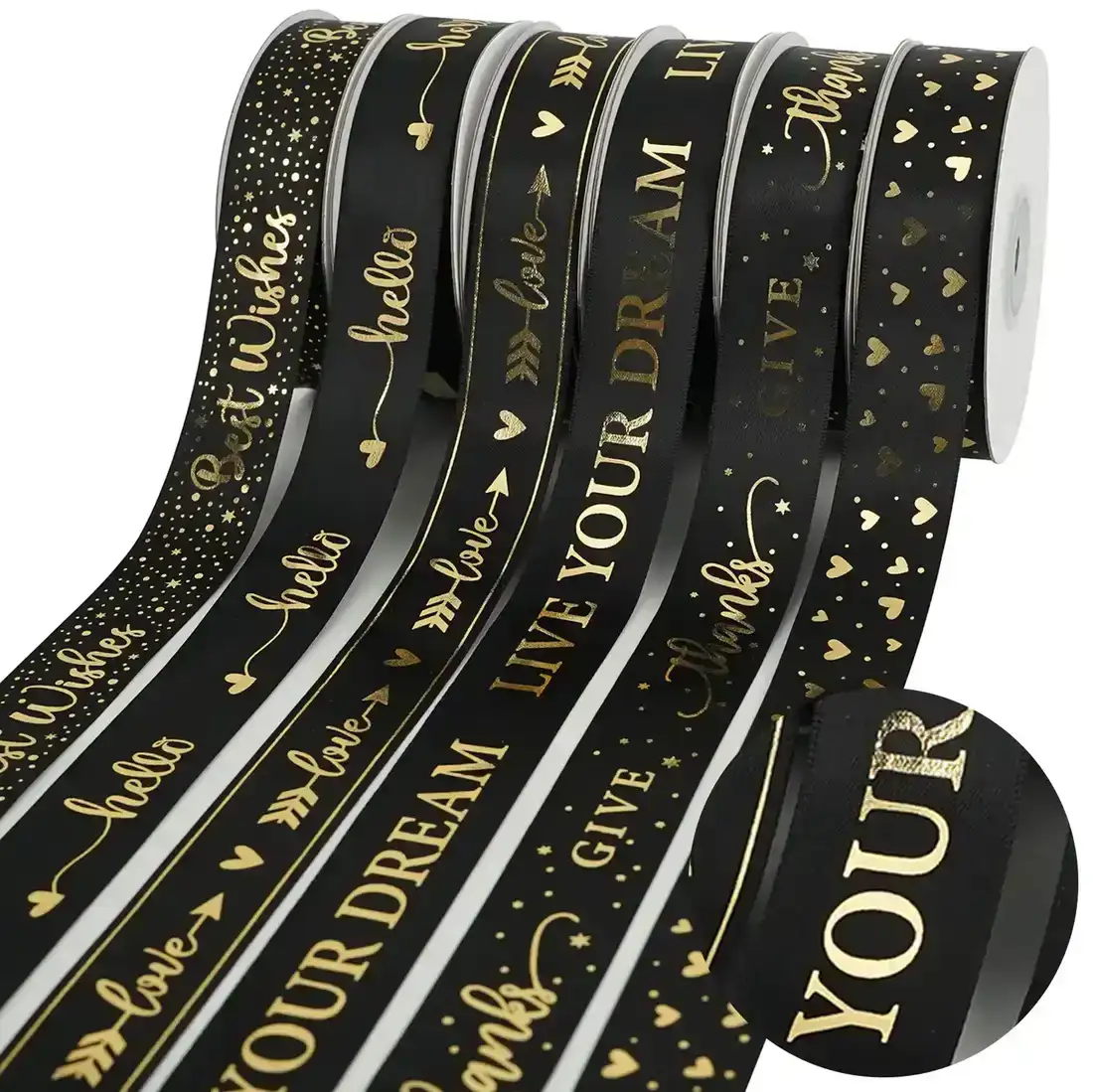 25mm Polyester Ribbon with Bronzing Pattern Personalized Logo Printing supplied by BY Boyuan
