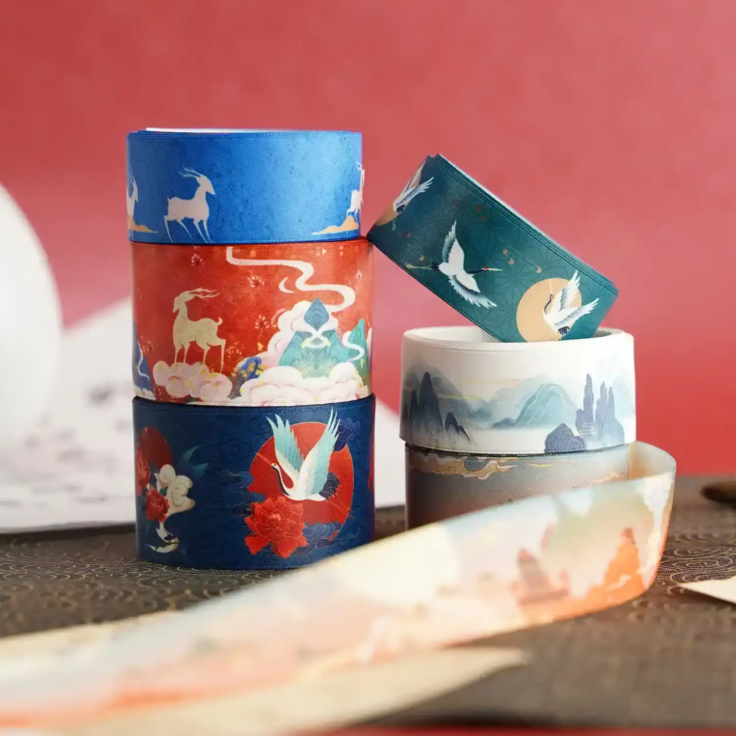 Guofeng Series Flower and Bird Landscape Pattern Ribbon Full supplied by BY Boyuan